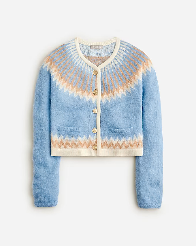 Fair Isle cardigan sweater in brushed yarn | J. Crew US