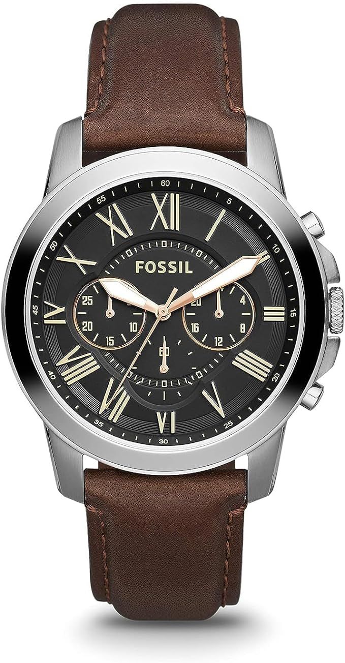 Fossil Grant Men's Watch with Chronograph Display and Genuine Leather or Stainless Steel Band | Amazon (US)