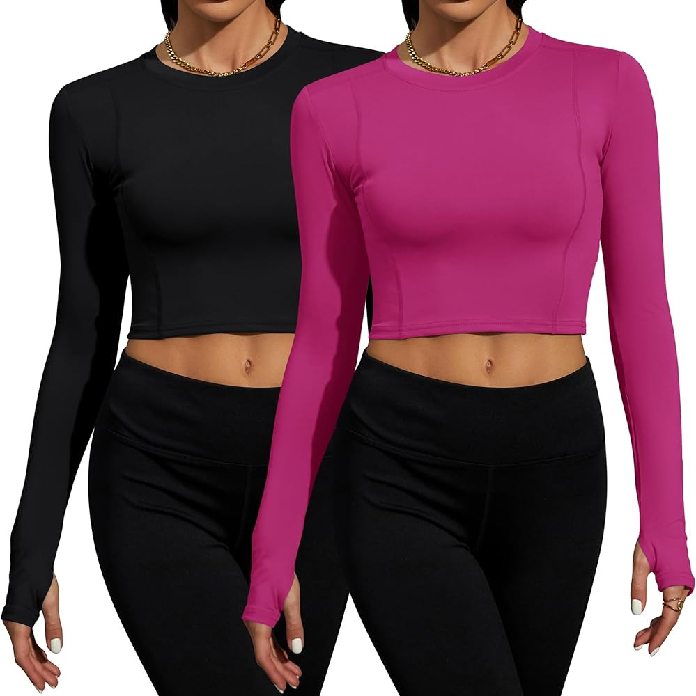 Loovoo Women Workout Shirts 1/2/3 Pack Athletic Compression Tee Dry Fit Yoga Gym Basic Tops | Amazon (US)