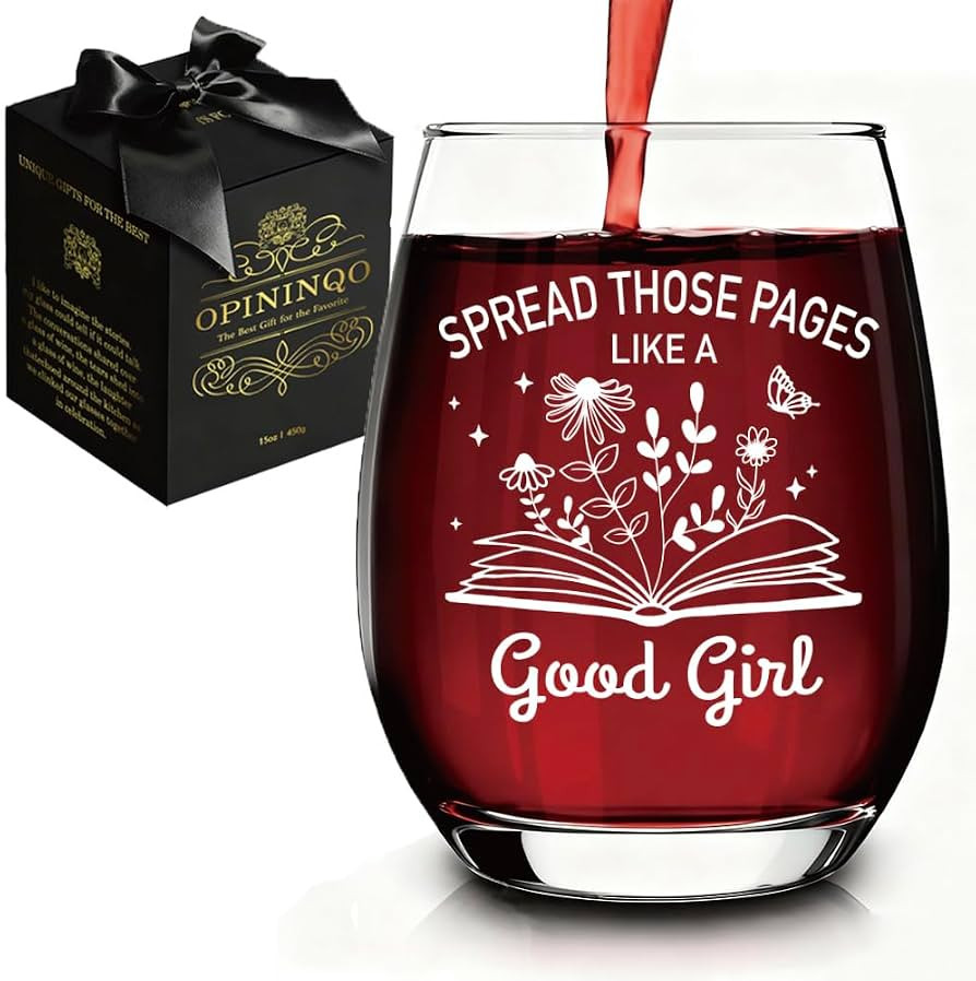 Opininqo Book Lover Wine Glass Gifts for Women, Funny Books Accessories for Book Club, Bookish Gi... | Amazon (US)