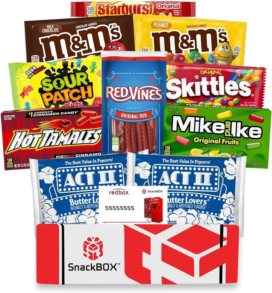 SnackBOX Redbox Movie Night Snacks BOX Care Package (10 Count) Christmas Present College Variety ... | Amazon (US)