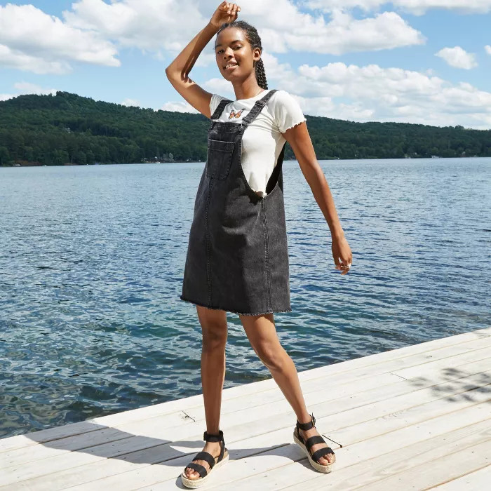 Women's Sleeveless Denim Pinafore - Wild Fable™ Black | Target