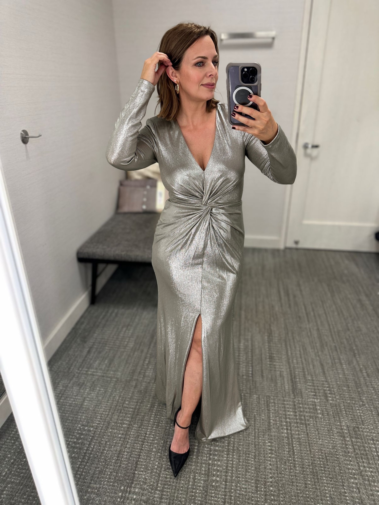 Talk about Va Va Voom! You’ll make an entrance in this one! I’m wearing a size up (for obvious reasons LOL) in a size 6. 

#LTKOver40 #LTKHoliday #LTKPetite