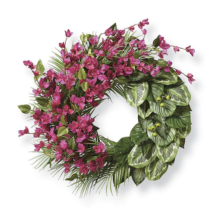Exotic Foliage and Bougainvillea Wreath | Frontgate | Frontgate