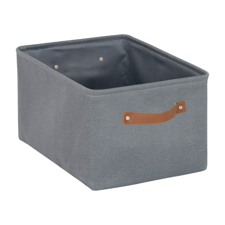 Mainstays Gray Canvas Fabric Decorative Storage Basket with Handles, 15 in x 8 in x 11 in | Walmart (US)
