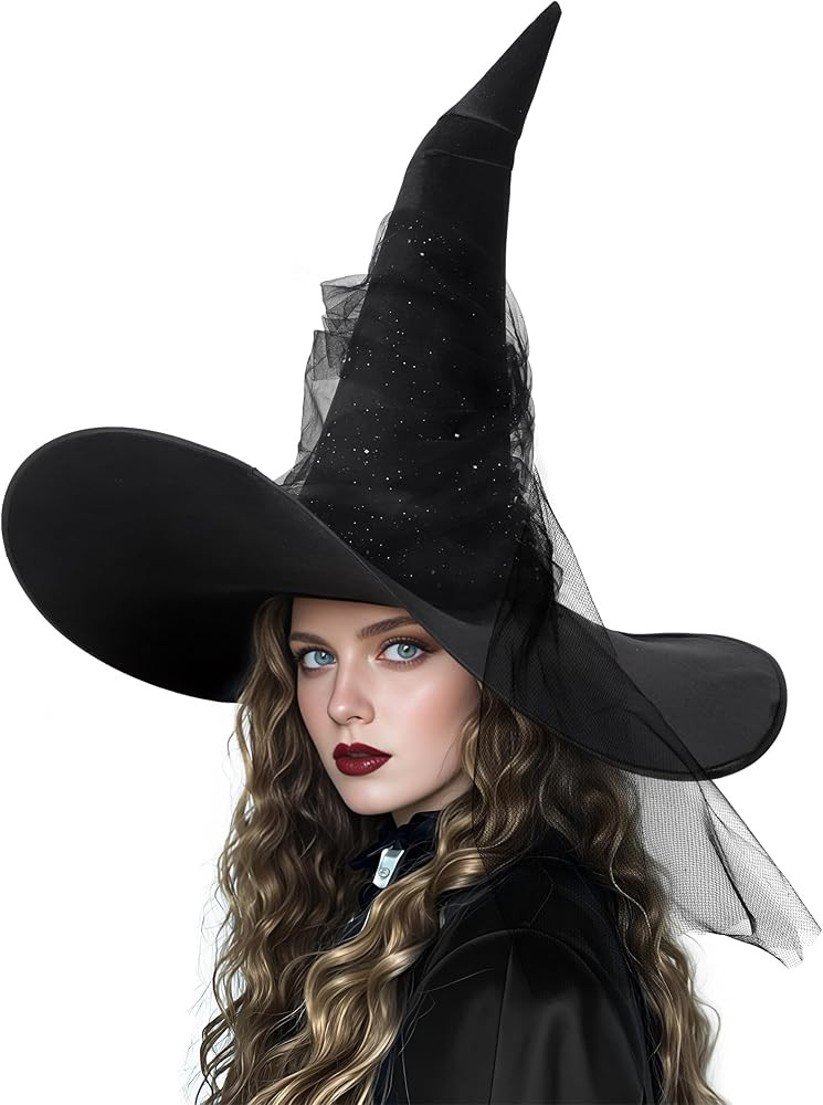 Halloween Women's Black Witch Hat Oversized Witches Hats Wide Brim Party Accessory | Amazon (US)