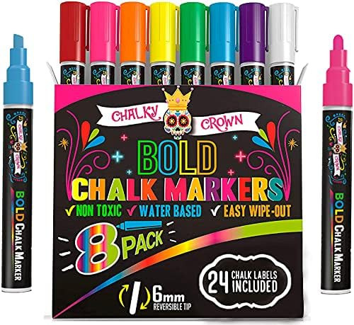 Bold Chalk Markers - Dry Erase Marker Pens - Chalk Markers for Chalkboards, Signs, Windows, Black... | Amazon (US)