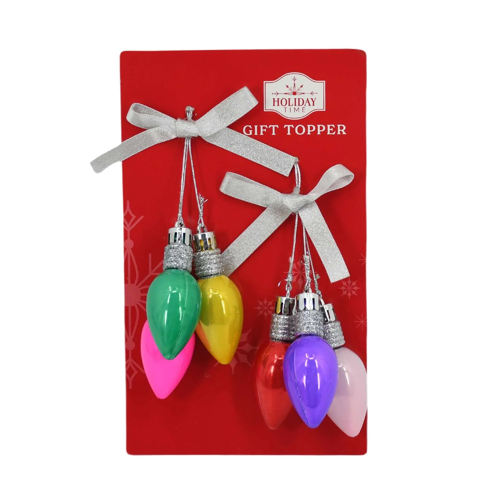 Bright Christmas Bulb Gift Toppers, Multicolor, 2 Pieces, by Holiday Time | Walmart (US)
