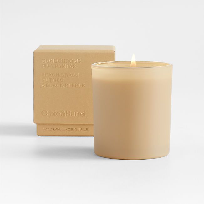 Monochrome No. 7 Pampas 1-Wick Scented Candle - Beach Grass, Nutmeg and Black Pepper + Reviews | ... | Crate & Barrel