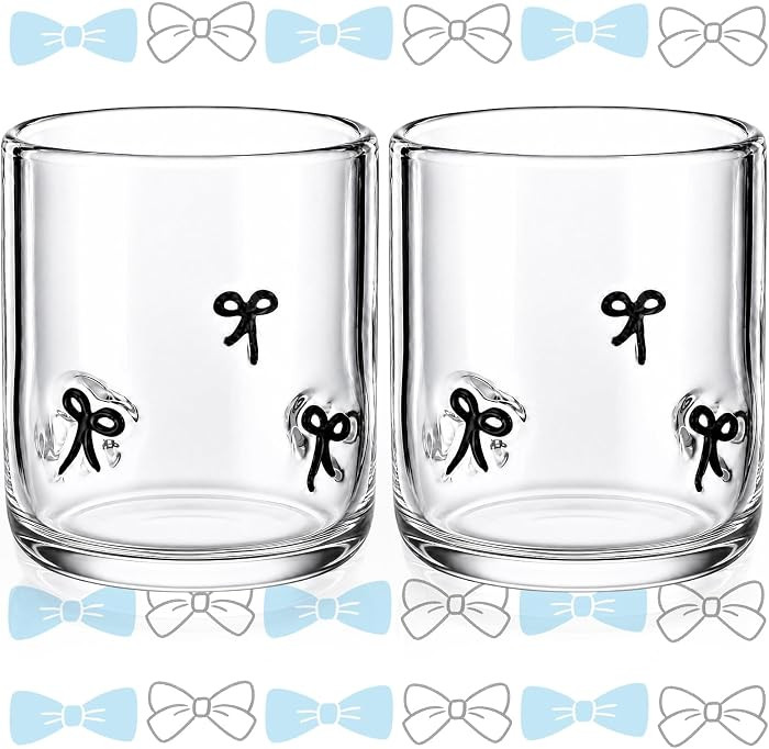 2 Pcs 14 oz Black Bow Icon Juice Glass for Party Supplies Gift | Amazon (US)