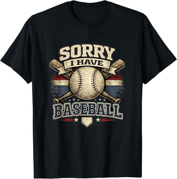 Sorry I Have Baseball Vintage Retro Graphic T-Shirt | Amazon (US)