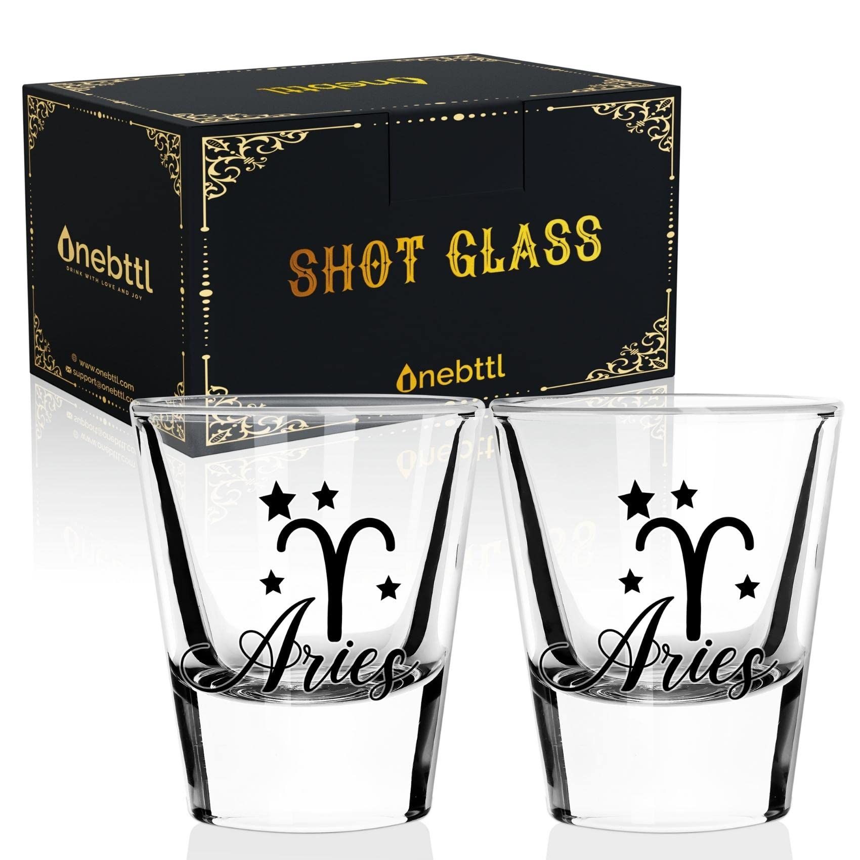 Onebttl Zodiac Sign Shot Glass Set of 2, Unique Birthday Gifts for Women, Men, Friend, Coworker, ... | Amazon (US)