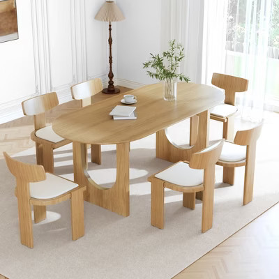 PexFix 67"x33.5" Oak Oval Dining Table Double Pedestal Kitchen Tables | Target