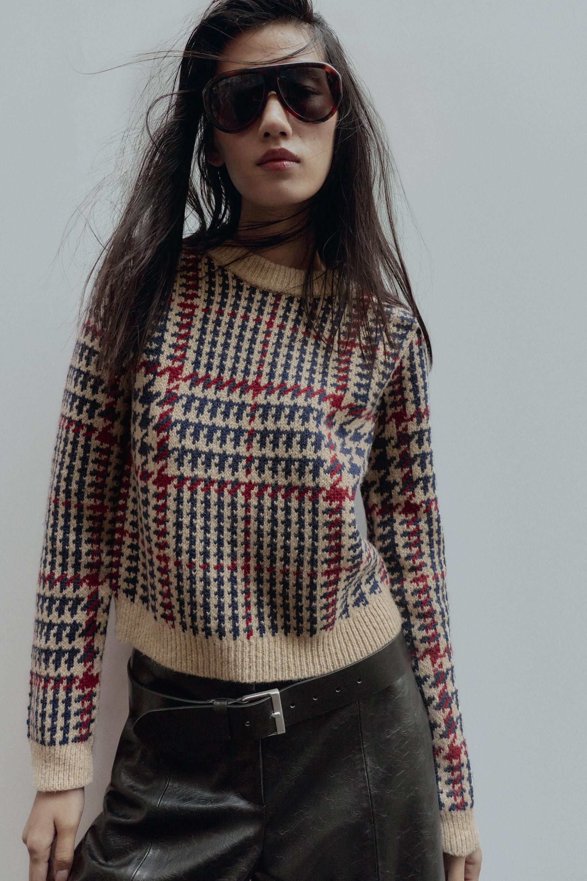 HOUNDSTOOTH WOOL JUMPER | Zara US