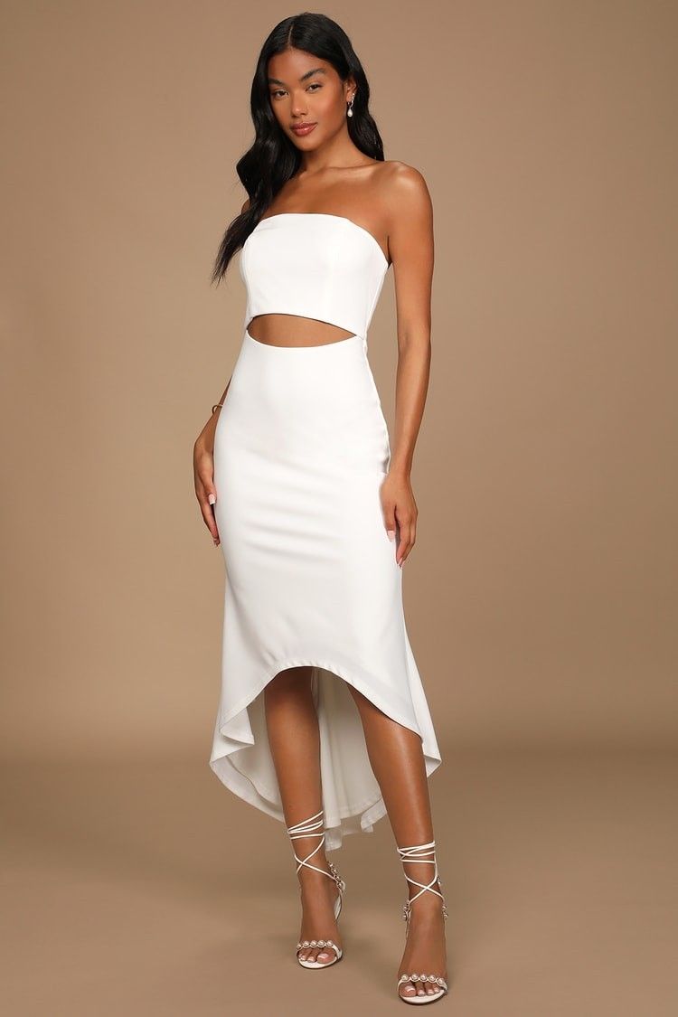 Elegant Romance White Strapless Cutout High-Low Dress- Bride To Be | Lulus (US)