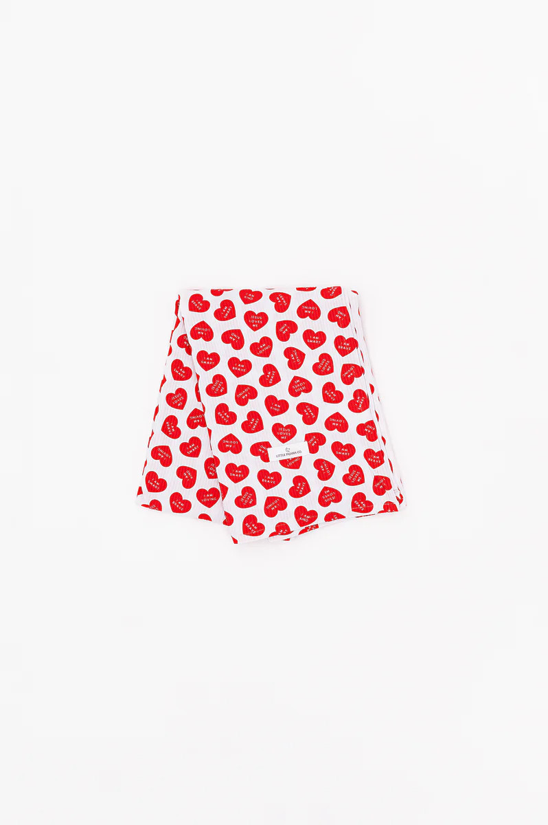 Red Affirmation Heart Swaddle | Little Pajama Co.