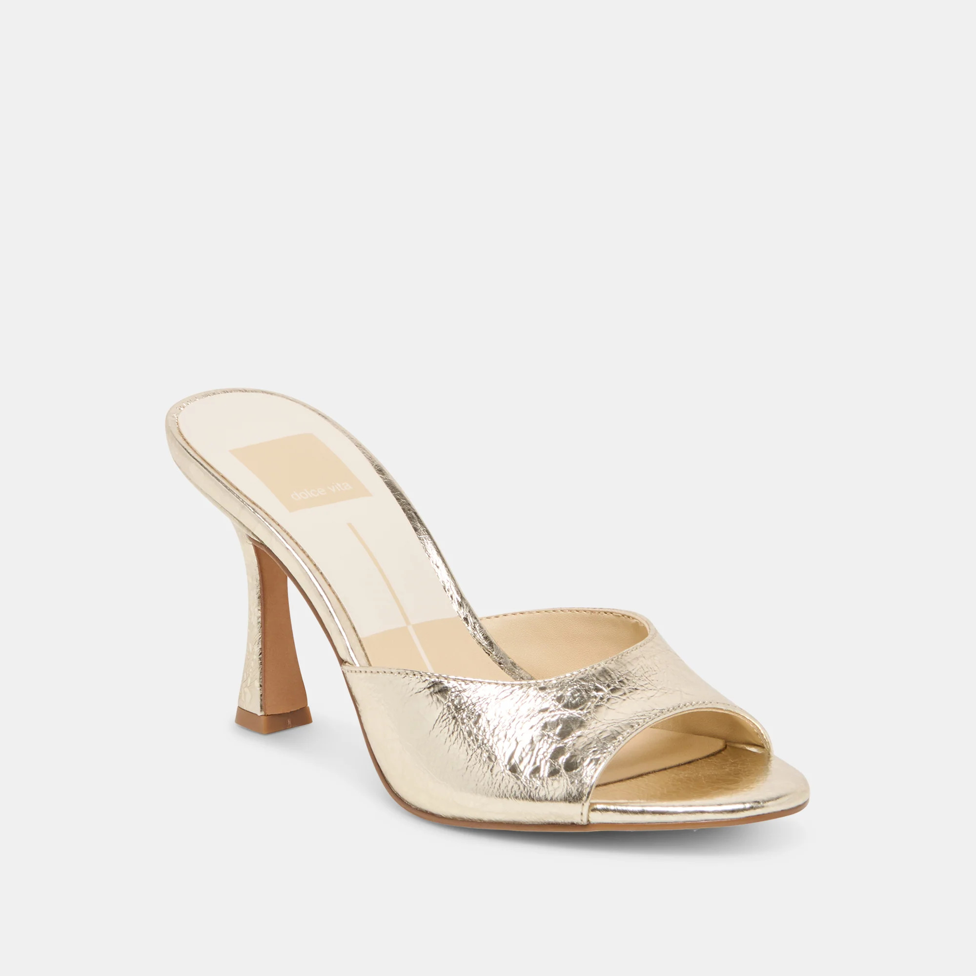 Rosha Heels Platinum Distressed Leather | DolceVita.com