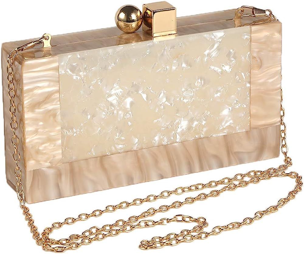 Menurra Women Acrylic Evening Clutch bag Glitter Marble Purse Handbag for Wedding Cocktail Party ... | Amazon (US)