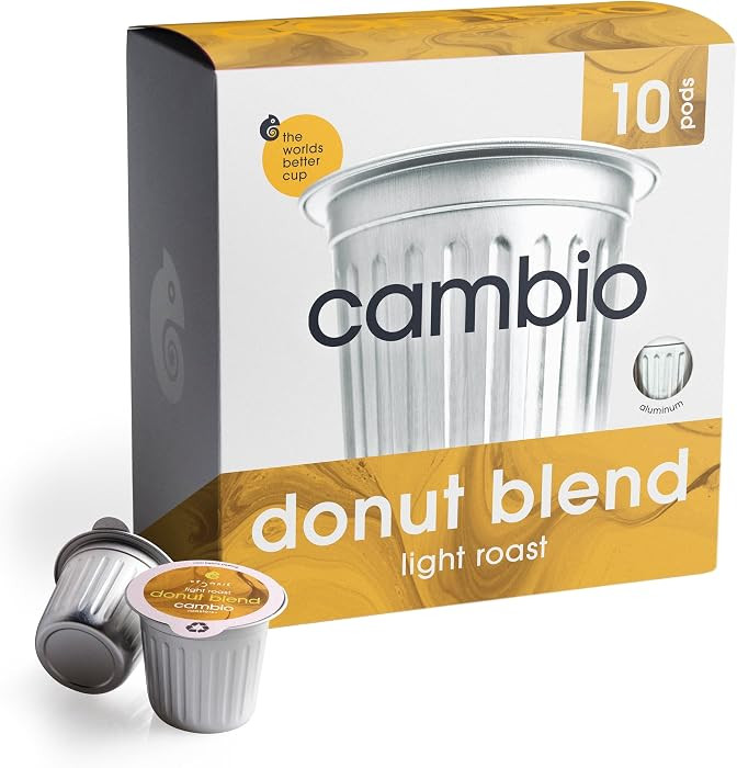 Cambio Roasters Organic Coffee Pods - Donut Blend Light Roast, The Only Organic Recyclable Aluminum Coffee Pods, Small Batch Roasted, Keurig® Compatible, Balanced Flavor, Longer Lasting Freshness, 10 Count | Amazon (US)
