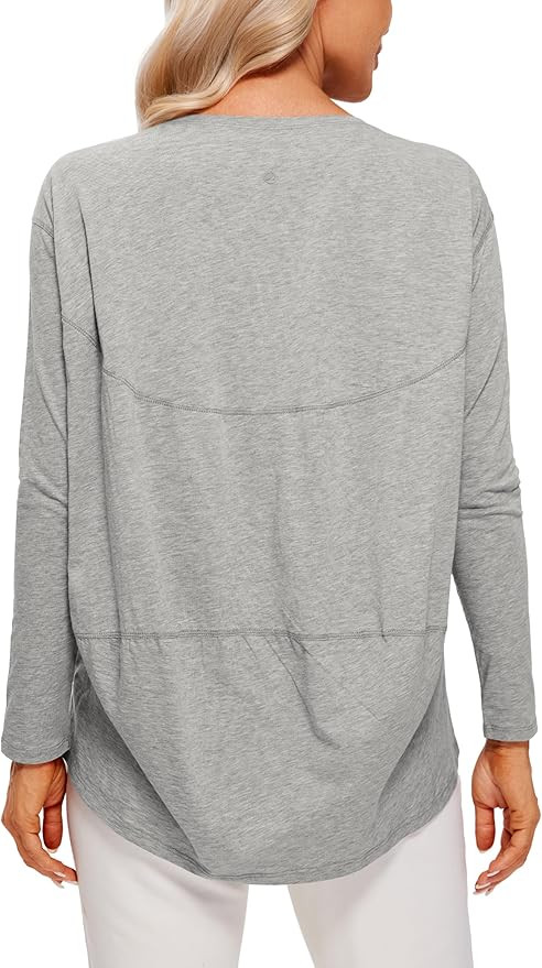 CRZ YOGA Pima Cotton Long Sleeve Workout Shirts for Women Loose Fit Athletic Yoga Shirt Casual Bo... | Amazon (US)