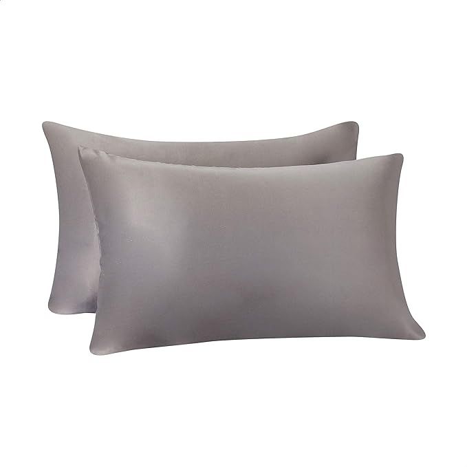Amazon Basics Satin Pillowcases for Hair and Skin, Envelope Closure - Dark Grey, Queen, Pack of 2 | Amazon (US)