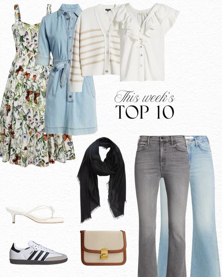 This week’s top 10 best sellers! Featuring 3 of my favorite recent purchases: this Frame denim dress, this beloved Rails cardigan and this button-up blouse that I’ve been wearing non-stop. Another favorite of my that’s in this week’s top 10 is this silk & cashmere scarf for under $100 — this is one of my travel must-haves! 

#LTKFindsUnder100 #LTKStyleTip #LTKSummerSales
