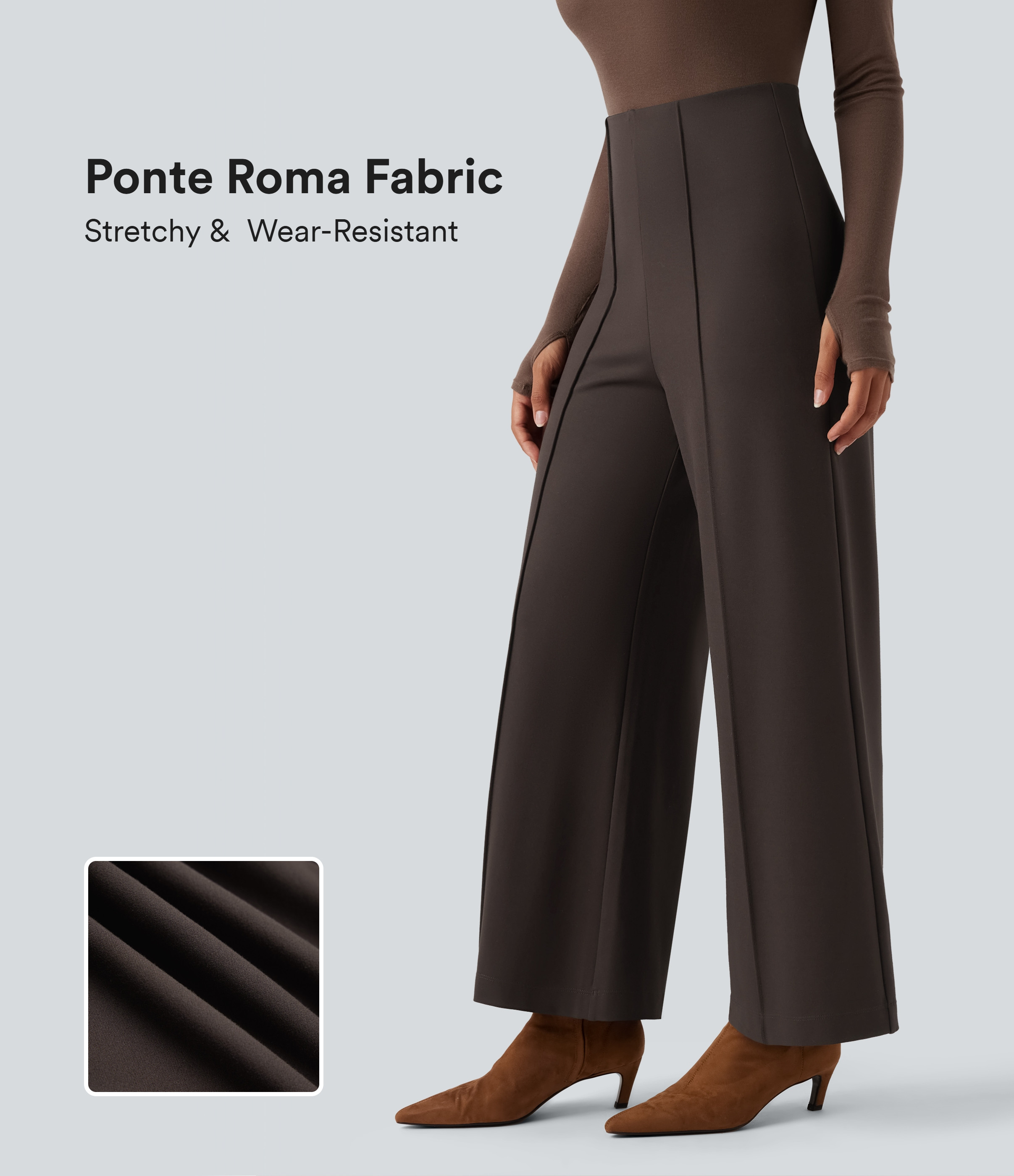 Women’s Halara Flex™ Wear-Resistant High Waisted Ponte Roma Work Baggy Flare Pants - Halara | HALARA