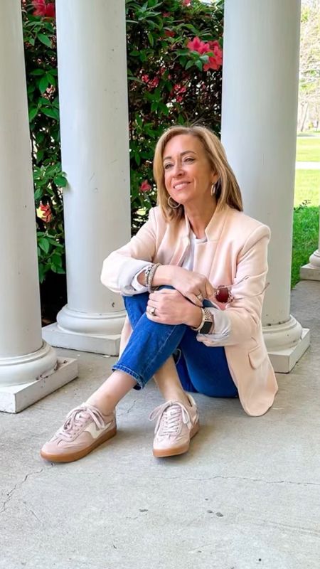 Happy 1st day of Spring! Azaleas are blooming everywhere here & it’s so beautiful!

Feeling a little spring-ish in my pink sneakers💕. They fit tts & are so comfortable. 

You can get 1O% off this knit blazer with code michelle10. 



#LTKstyletip #LTKVideo #LTKover40