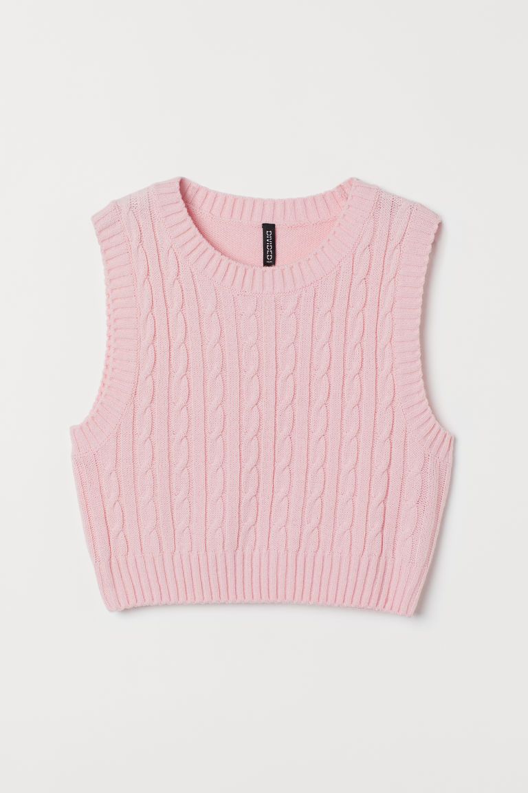 H & M - Crop Sweater Vest - Pink | H&M (US + CA)