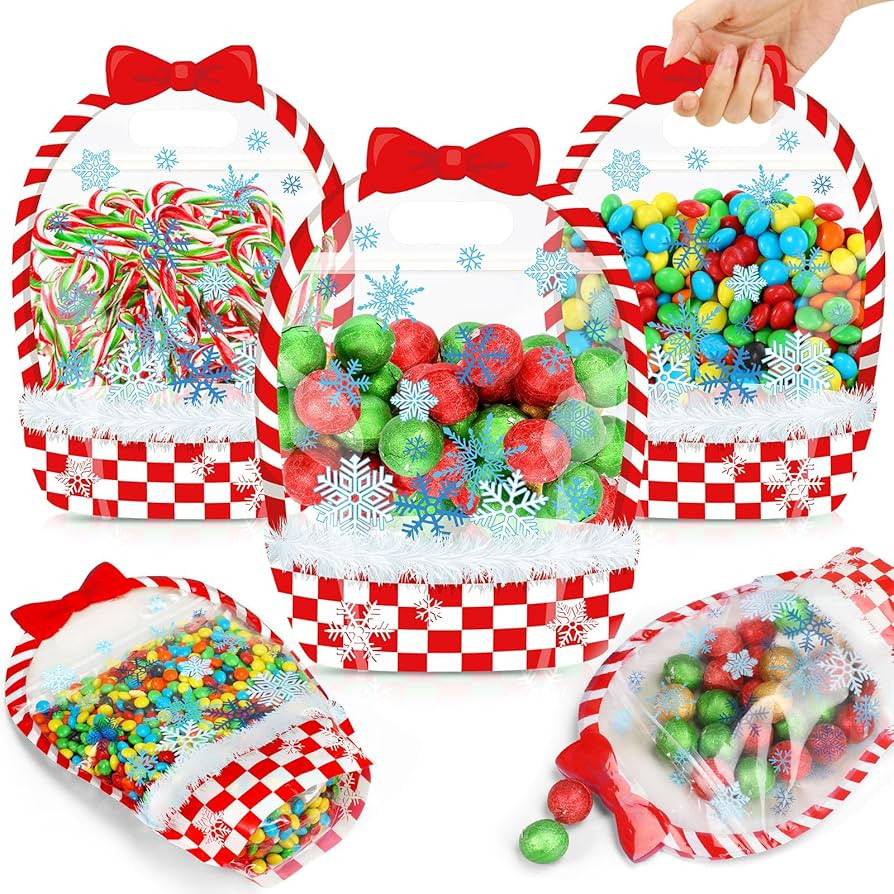 Fuutreo 50 Pcs Christmas Gift Bags Snowflake Sealing Pouches with Handles Resealable Merry Christ... | Amazon (US)