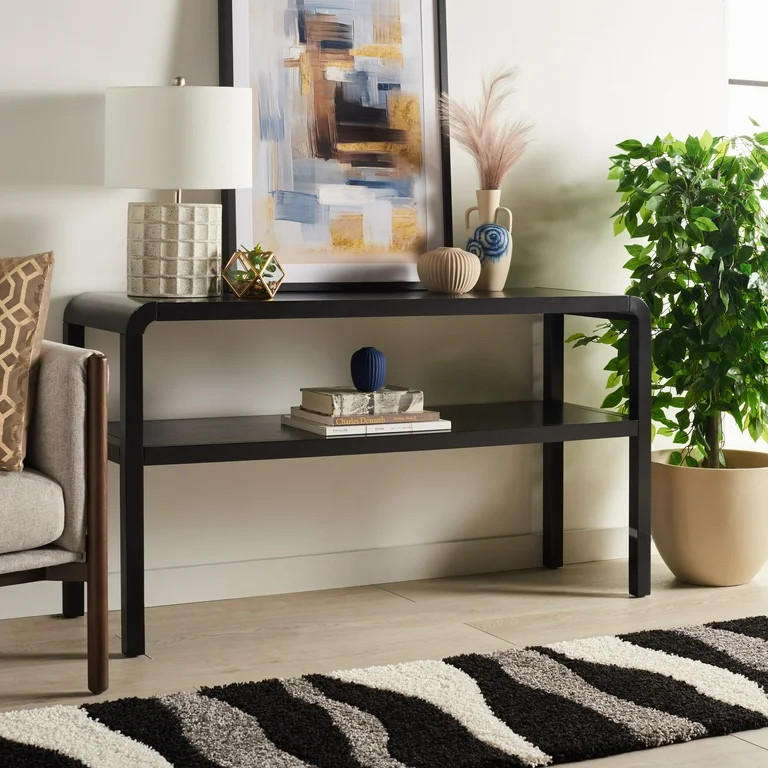 SAFAVIEH Omara Modern Style 2 Tier Console Table, Black (53.4 in. W x 16.9 in. D x 30.2 in. H) | Walmart (US)