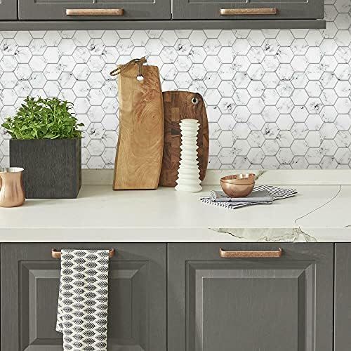 RoomMates TIL4245FLT StickTiles White Carrara Marble Hexagon Peel and Stick Tile Backsplash | Amazon (US)