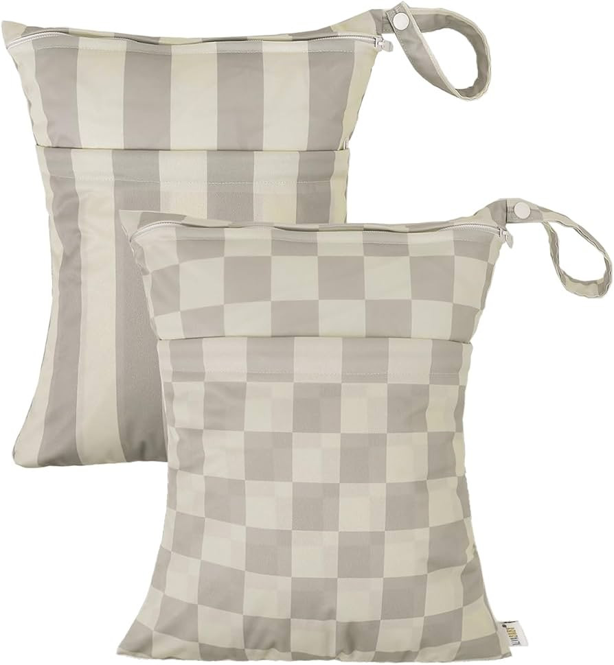 ALVA ALVABABY 2pcs Cloth Diaper Wet Dry Bags Waterproof Reusable with Two Zippered Pockets Travel... | Amazon (US)