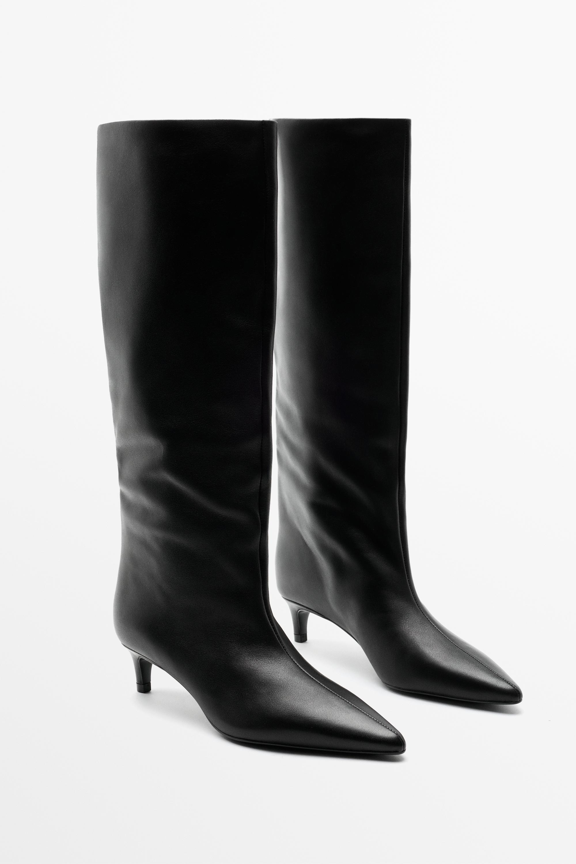 Soft leather heel boot | Massimo Dutti US