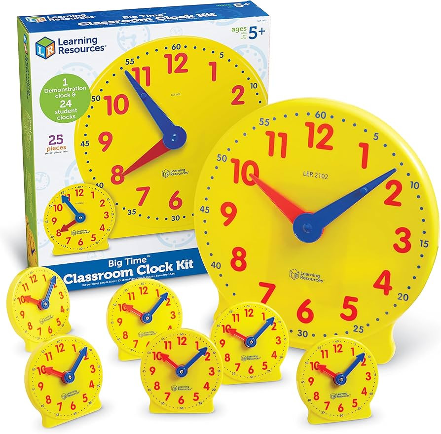 Learning Resources Classroom Clock Kit -25 Pieces, Ages 5+ Clock for Kids, Learning to Tell Time,... | Amazon (US)