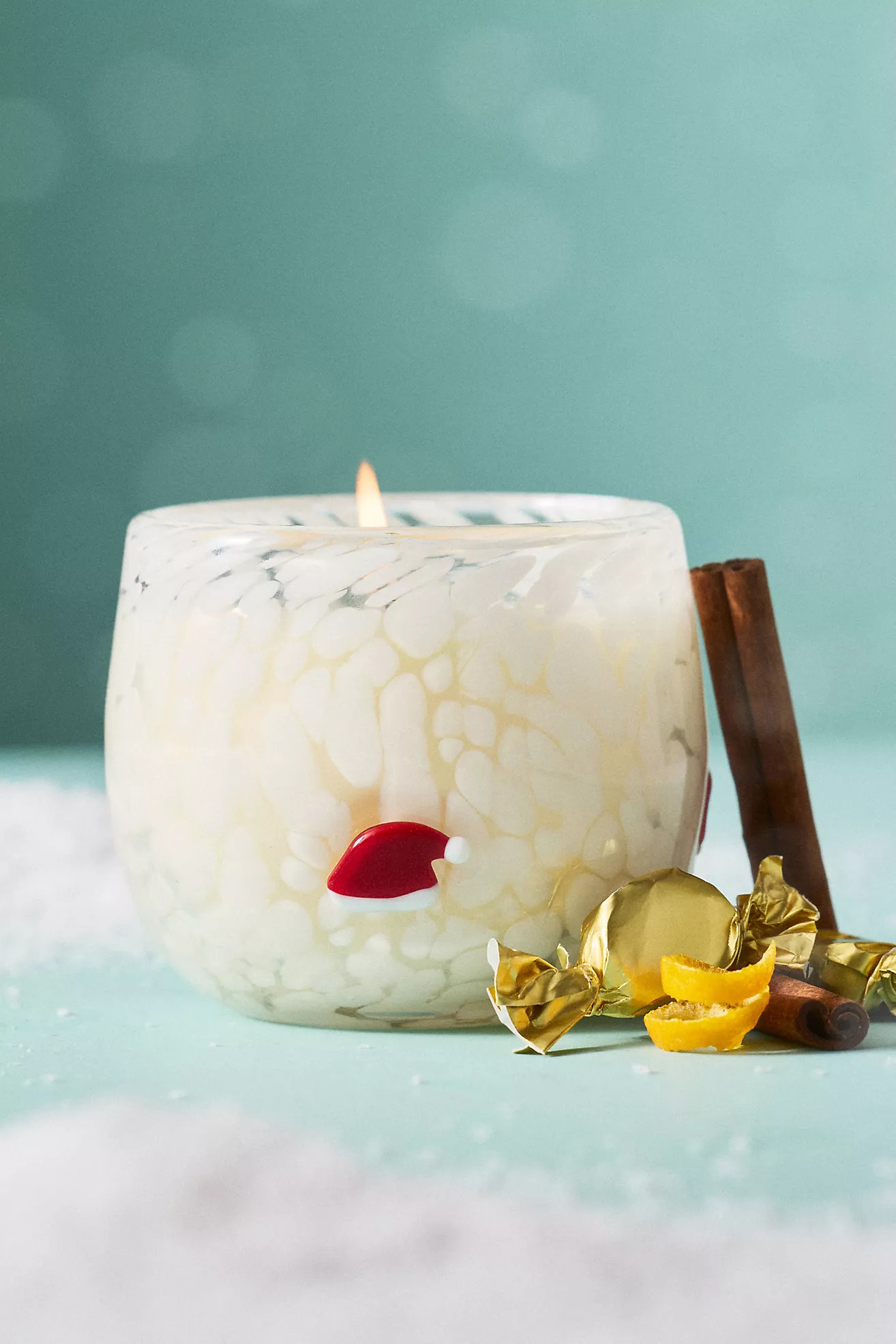 Santa Hat Festive Icon Gourmand Caramel Spice Wonderland Glass Candle | Anthropologie (US)