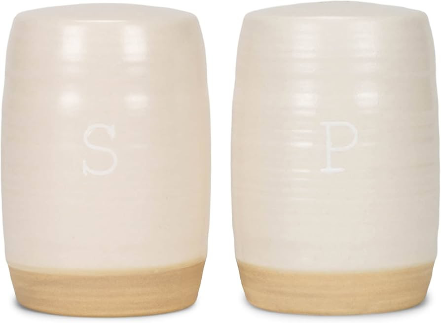 Nat & Jules Raw Bottom White 3 x 2 Ceramic Salt and Pepper Shaker 2 Piece Set | Amazon (US)
