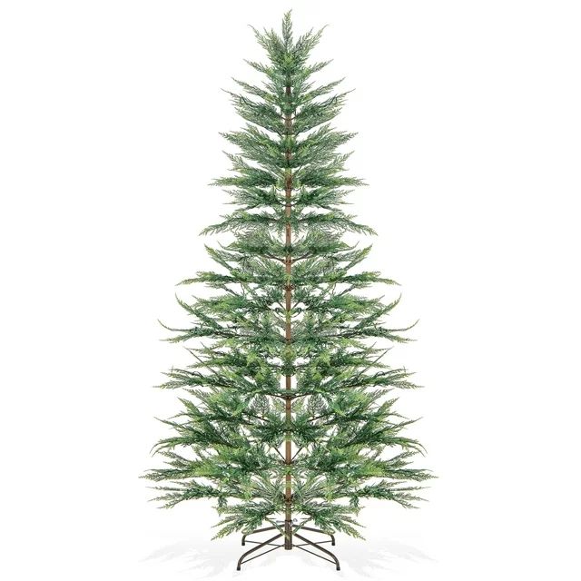 Topbuy 7.5 FT Artificial Cypress Christmas Tree Pre-lit Hinged Xmas Tree with 540 Warm White LED ... | Walmart (US)