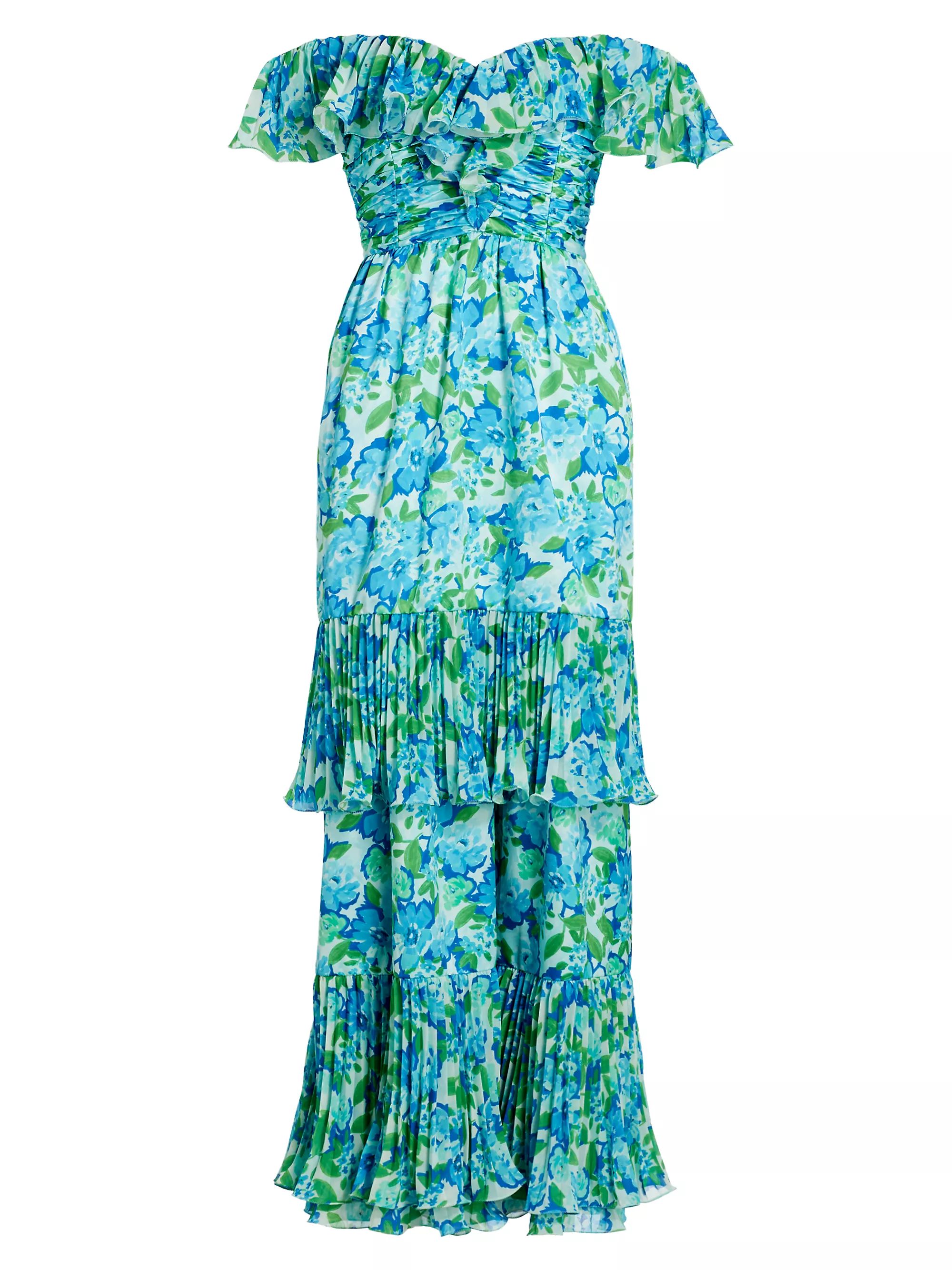 Shop Amur Pia Floral Pleated Maxi-Dress | Saks Fifth Avenue | Saks Fifth Avenue
