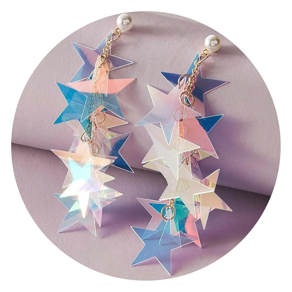 Star Earrings Dangle For Women Sparkle Sequin | Amazon (US)