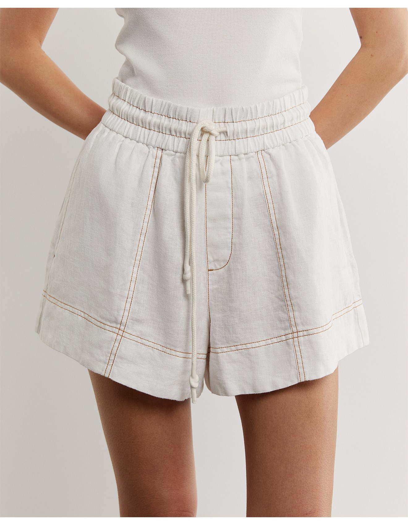 GIGI LINEN PULL ON SHORT | David Jones (Australia & New Zealand)