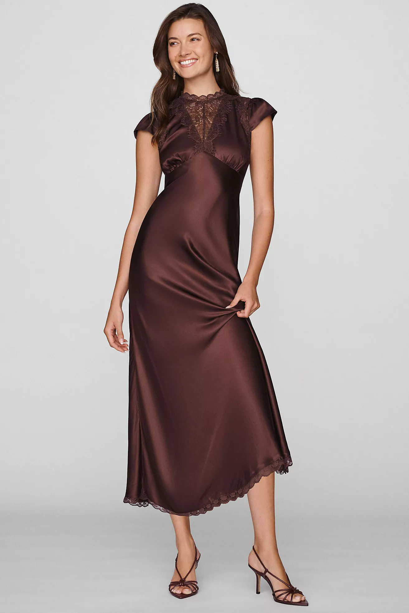 Everly Satin Lace Maxi Dress | Anthropologie (US)