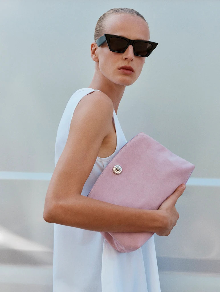 Pushlock Pouch Pink Suede | LITTLE LIFFNER