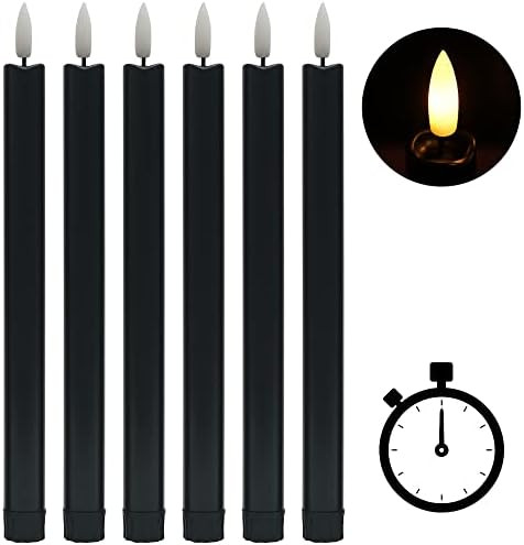 Stmarry Black Flameless Taper Candles with Timer - 10 Inch LED Candlesticks Flickering, Realistic 3D | Amazon (CA)