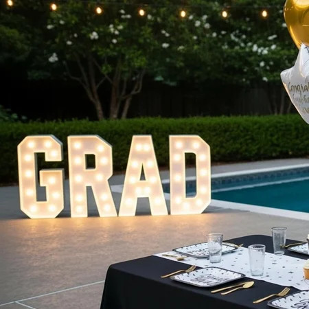 Battery-Operated LED Grad Marquee Letters, White, 3', by Way To Celebrate | Walmart (US)