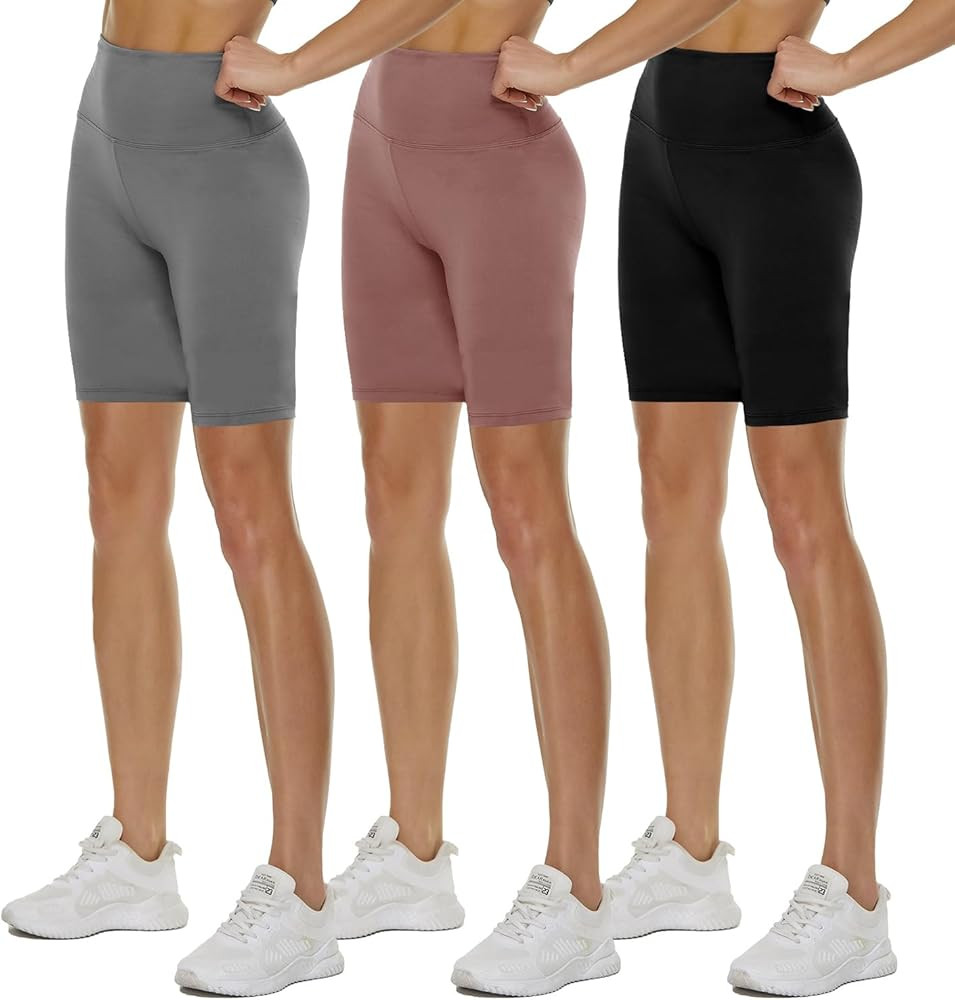 3 Pack High Waisted Biker Shorts for Women – 3"/ 5"/ 8" Black Workout Yoga Compression Novelty ... | Amazon (US)