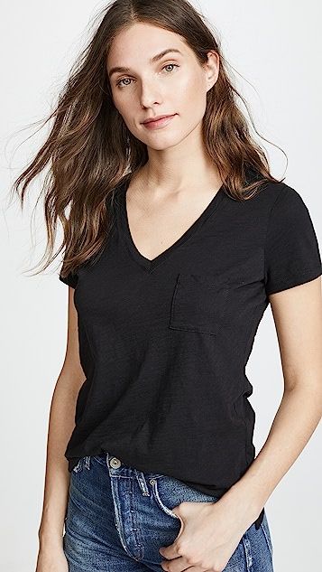 Whisper Cotton V Neck Pocket Tee | Shopbop