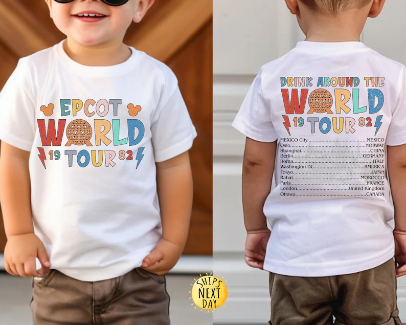 Epcot World Tour Front and Back Kids Shirt, Disney Retro Epcot Shirt, Retro Epcot World Tour Shir... | Etsy (US)
