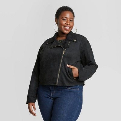 Women's Plus Size Suede Moto Jacket - Ava & Viv™ | Target