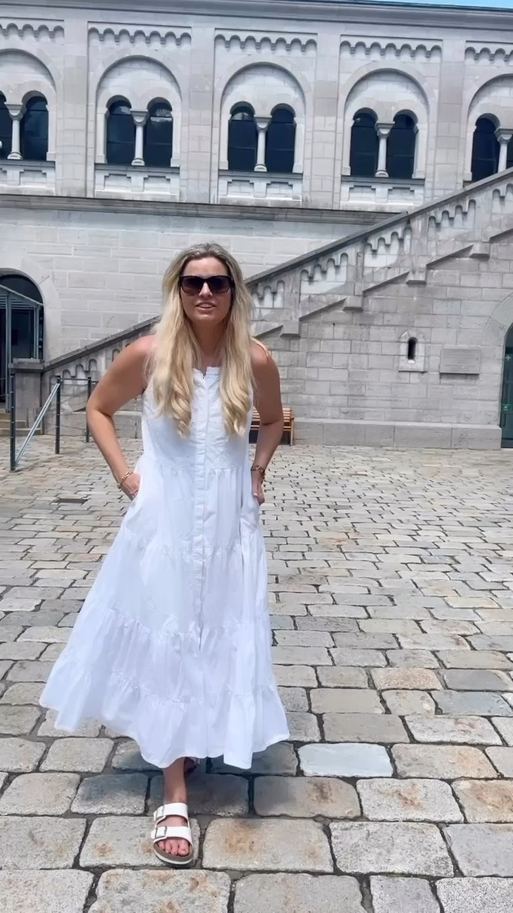What I wore in Europe - day 13 of 14. One of the reasons I love this brand so much are the details and the quality. Details I love about this dress are the pleat detailing at the neck (so pretty) the embroidery at the top of the dress, and the tiered skirt. 

#LTKSeasonal #LTKVideo #LTKStyleTip